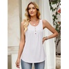 image:imageZeagoo Tank Top for Women 2026 Summer Loose Fit Sleeveless Pleated Flowy Floral Tunic Dressy BlouseWhite
