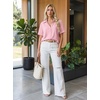 image:imageZeagoo Women Button Down Shirt Cotton Linen Blend Short Sleeve V Neck Blouse Dressy Casual Summer Tops Beach Vacation OutfitsApink