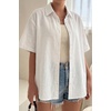 image:imageZeagoo Women Button Down Shirt Cotton Linen Blend Short Sleeve V Neck Blouse Dressy Casual Summer Tops Beach Vacation OutfitsAwhite