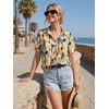 image:imageZeagoo Women Button Down Shirt Cotton Linen Blend Short Sleeve V Neck Blouse Dressy Casual Summer Tops Beach Vacation OutfitsColorful Palette