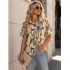 image:imageZeagoo Women Button Down Shirt Cotton Linen Blend Short Sleeve V Neck Blouse Dressy Casual Summer Tops Beach Vacation OutfitsColorful Palette