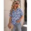 image:imageZeagoo Women Button Down Shirt Cotton Linen Blend Short Sleeve V Neck Blouse Dressy Casual Summer Tops Beach Vacation OutfitsDeep Blue Floral