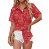 image:imageZeagoo Women Button Down Shirt Cotton Linen Blend Short Sleeve V Neck Blouse Dressy Casual Summer Tops Beach Vacation OutfitsRed Paisley