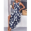 image:imageZeagoo Women Floral Summer Casual Beach Printed Tank Dress with Pockets Pleated Front Long Dress2604 Navy Floral
