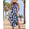 image:imageZeagoo Women Floral Summer Casual Beach Printed Tank Dress with Pockets Pleated Front Long Dress2604 Navy Floral