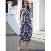 image:imageZeagoo Women Floral Summer Casual Beach Printed Tank Dress with Pockets Pleated Front Long Dress2604 Navy Floral