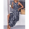 image:imageZeagoo Women Floral Summer Casual Beach Printed Tank Dress with Pockets Pleated Front Long Dress2604 Navy Flower