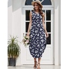 image:imageZeagoo Women Floral Summer Casual Beach Printed Tank Dress with Pockets Pleated Front Long Dress2604 Navy Flower