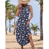image:imageZeagoo Women Floral Summer Casual Beach Printed Tank Dress with Pockets Pleated Front Long Dress2604 Navy Flower