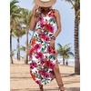 image:imageZeagoo Women Floral Summer Casual Beach Printed Tank Dress with Pockets Pleated Front Long Dress2604 Red Flower
