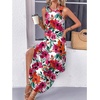 image:imageZeagoo Women Floral Summer Casual Beach Printed Tank Dress with Pockets Pleated Front Long Dress2604 Red Flower