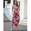image:imageZeagoo Women Floral Summer Casual Beach Printed Tank Dress with Pockets Pleated Front Long Dress2604 Red Flower