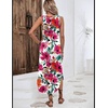 image:imageZeagoo Women Floral Summer Casual Beach Printed Tank Dress with Pockets Pleated Front Long Dress2604 Red Flower