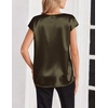 image:imageZeagoo Women Silk Satin Tops Cap Short Sleeve Blouse V Neck Shirts Business Casual Outfits S2XLArmy Green