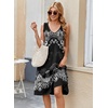 image:imageZeagoo Women Summer Casual Dresses 2026 Sleeveless Midi Pleated Tank Sundress with Pockets V Neck A Line Swing Tshirt DressEthnic Black White