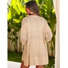 image:imageZeagoo Womens 2026 Lightweight Crochet Cardigan Sweaters Open Front 34 Sleeve Knit Kimono Summer Boho Cover UpBeige