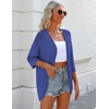 image:imageZeagoo Womens 2026 Lightweight Crochet Cardigan Sweaters Open Front 34 Sleeve Knit Kimono Summer Boho Cover UpBlue