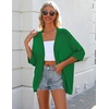 image:imageZeagoo Womens 2026 Lightweight Crochet Cardigan Sweaters Open Front 34 Sleeve Knit Kimono Summer Boho Cover UpGreen