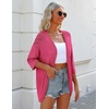 image:imageZeagoo Womens 2026 Lightweight Crochet Cardigan Sweaters Open Front 34 Sleeve Knit Kimono Summer Boho Cover UpHot Pink
