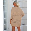 image:imageZeagoo Womens 2026 Lightweight Crochet Cardigan Sweaters Open Front 34 Sleeve Knit Kimono Summer Boho Cover UpKhaki