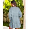 image:imageZeagoo Womens 2026 Lightweight Crochet Cardigan Sweaters Open Front 34 Sleeve Knit Kimono Summer Boho Cover UpLight Blue