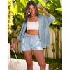 image:imageZeagoo Womens 2026 Lightweight Crochet Cardigan Sweaters Open Front 34 Sleeve Knit Kimono Summer Boho Cover UpLight Blue