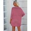 image:imageZeagoo Womens 2026 Lightweight Crochet Cardigan Sweaters Open Front 34 Sleeve Knit Kimono Summer Boho Cover UpLight Pink