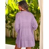 image:imageZeagoo Womens 2026 Lightweight Crochet Cardigan Sweaters Open Front 34 Sleeve Knit Kimono Summer Boho Cover UpPurple