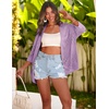 image:imageZeagoo Womens 2026 Lightweight Crochet Cardigan Sweaters Open Front 34 Sleeve Knit Kimono Summer Boho Cover UpPurple
