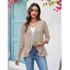 image:imageZeagoo Womens 2026 Summer 34 Sleeve Lightweight Cardigans Open Front Draped Ruffles Kimono CoverupsApricot
