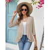 image:imageZeagoo Womens 2026 Summer 34 Sleeve Lightweight Cardigans Open Front Draped Ruffles Kimono CoverupsApricot