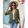 image:imageZeagoo Womens 2026 Summer 34 Sleeve Lightweight Cardigans Open Front Draped Ruffles Kimono CoverupsArmy Green