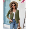 image:imageZeagoo Womens 2026 Summer 34 Sleeve Lightweight Cardigans Open Front Draped Ruffles Kimono CoverupsArmy Green