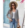 image:imageZeagoo Womens 2026 Summer 34 Sleeve Lightweight Cardigans Open Front Draped Ruffles Kimono CoverupsGrey