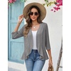 image:imageZeagoo Womens 2026 Summer 34 Sleeve Lightweight Cardigans Open Front Draped Ruffles Kimono CoverupsGrey