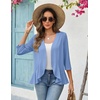 image:imageZeagoo Womens 2026 Summer 34 Sleeve Lightweight Cardigans Open Front Draped Ruffles Kimono CoverupsLight Blue