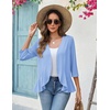 image:imageZeagoo Womens 2026 Summer 34 Sleeve Lightweight Cardigans Open Front Draped Ruffles Kimono CoverupsLight Blue