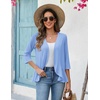image:imageZeagoo Womens 2026 Summer 34 Sleeve Lightweight Cardigans Open Front Draped Ruffles Kimono CoverupsLight Blue