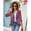 image:imageZeagoo Womens 2026 Summer 34 Sleeve Lightweight Cardigans Open Front Draped Ruffles Kimono CoverupsMz841