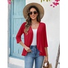 image:imageZeagoo Womens 2026 Summer 34 Sleeve Lightweight Cardigans Open Front Draped Ruffles Kimono CoverupsRed