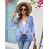 image:imageZeagoo Womens 2026 Summer 34 Sleeve Lightweight Cardigans Open Front Draped Ruffles Kimono CoverupsSf166