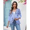 image:imageZeagoo Womens 2026 Summer 34 Sleeve Lightweight Cardigans Open Front Draped Ruffles Kimono CoverupsSf166