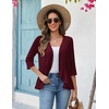 image:imageZeagoo Womens 2026 Summer 34 Sleeve Lightweight Cardigans Open Front Draped Ruffles Kimono CoverupsWine Red