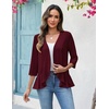image:imageZeagoo Womens 2026 Summer 34 Sleeve Lightweight Cardigans Open Front Draped Ruffles Kimono CoverupsWine Red