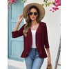 image:imageZeagoo Womens 2026 Summer 34 Sleeve Lightweight Cardigans Open Front Draped Ruffles Kimono CoverupsWine Red