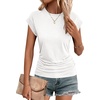 image:imageZeagoo Womens Cap Short Sleeve TShirts Ruched Crew Neck Trendy Fashion Tunic Blouse1white