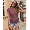 image:imageZeagoo Womens Cap Short Sleeve TShirts Ruched Crew Neck Trendy Fashion Tunic Blouse2dark Red
