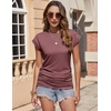 image:imageZeagoo Womens Cap Short Sleeve TShirts Ruched Crew Neck Trendy Fashion Tunic Blouse2dark Red