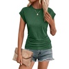 image:imageZeagoo Womens Cap Short Sleeve TShirts Ruched Crew Neck Trendy Fashion Tunic Blouse2green