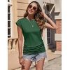 image:imageZeagoo Womens Cap Short Sleeve TShirts Ruched Crew Neck Trendy Fashion Tunic Blouse2green